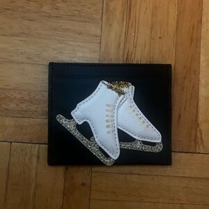 NWOT Kate Spade Winter Wonderland Ice Skating Card Holder Black Great Gift